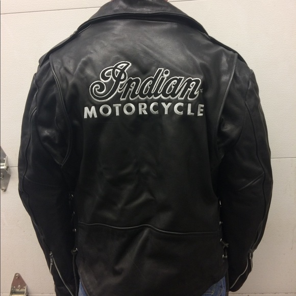 Vintage Jackets & Coats Indian Motorcycle Black Leather Embroidered